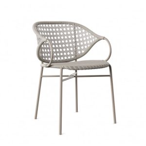 Silla de cuerda color lino y metal con brazo Silla de cuerda color lino y metal con brazo