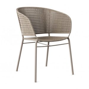 Silla de metal y resina apilable color lino Silla de metal y resina apilable color lino