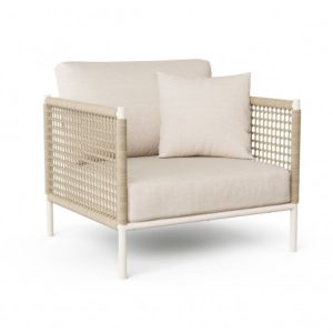 Sillón aluminio y cuerda blanco roto