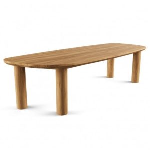 Mesa de comedor teca con sobre irregular Mesa de comedor teca con sobre irregular