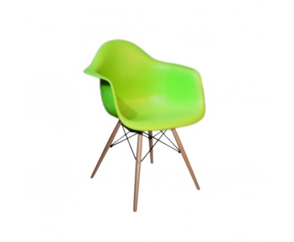 Sillón verde pata de madera