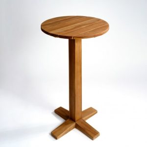 Mesa alta redonda de teca natural Mesa alta redonda de teca natural