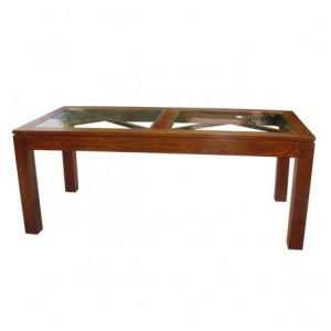 Mesa de comedor de roble y sobre cristal Mesa de comedor de roble y sobre cristal