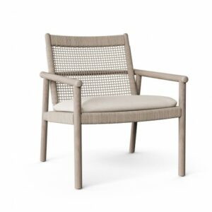 Sillón bajo de teca envejecida y cuerda