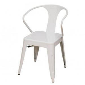 Silla metal blanca con brazos Silla metal blanca con brazos