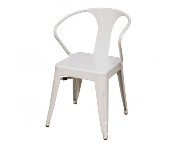 Silla metal blanca con brazos