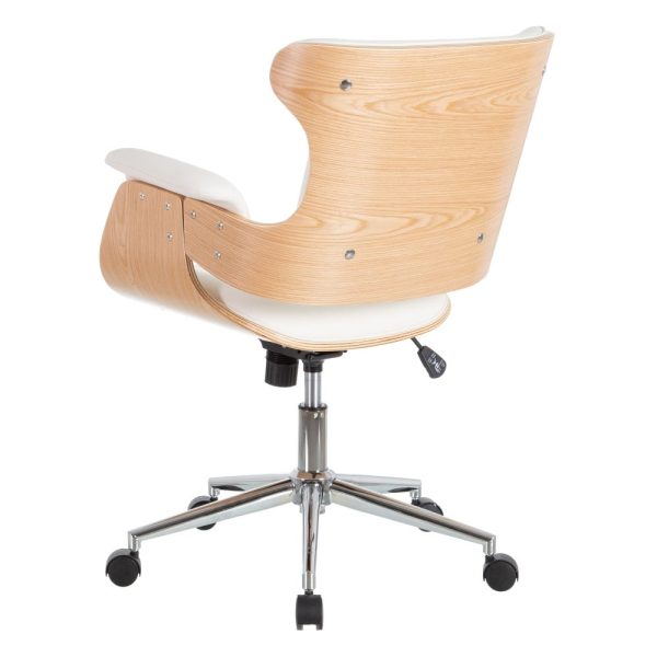 Sillón ruedas natural-blanco simil piel 68 x 62 x 85 cm
