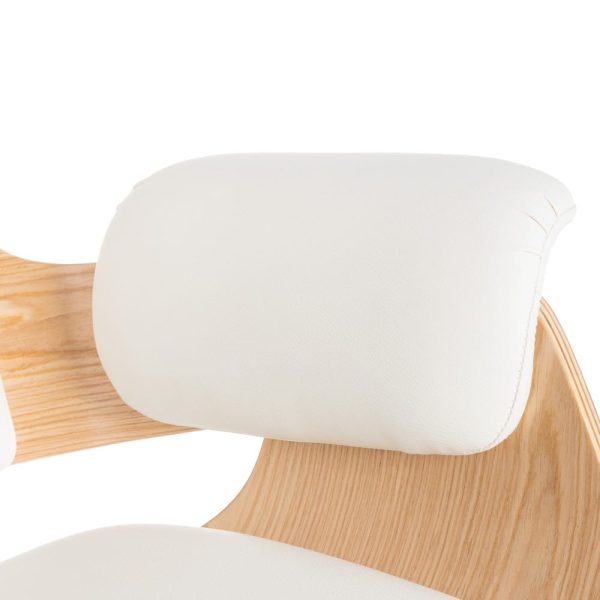 Sillón ruedas natural-blanco simil piel 68 x 62 x 85 cm
