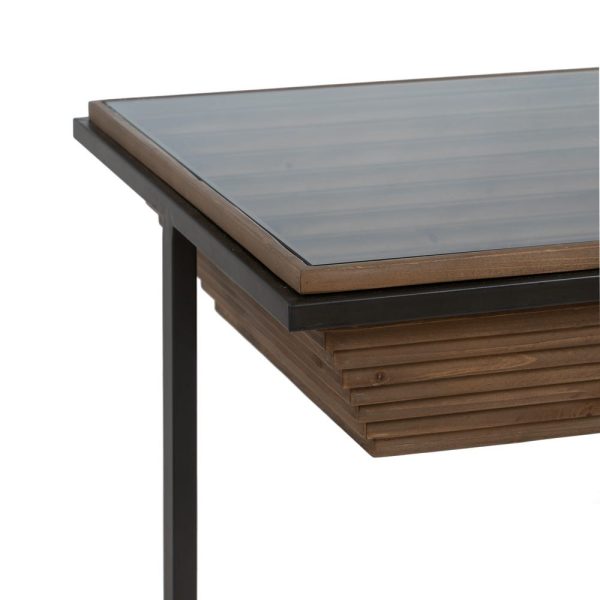 Mesa centro natural-negro madera-metal 120 x 60 x 43,50 cm