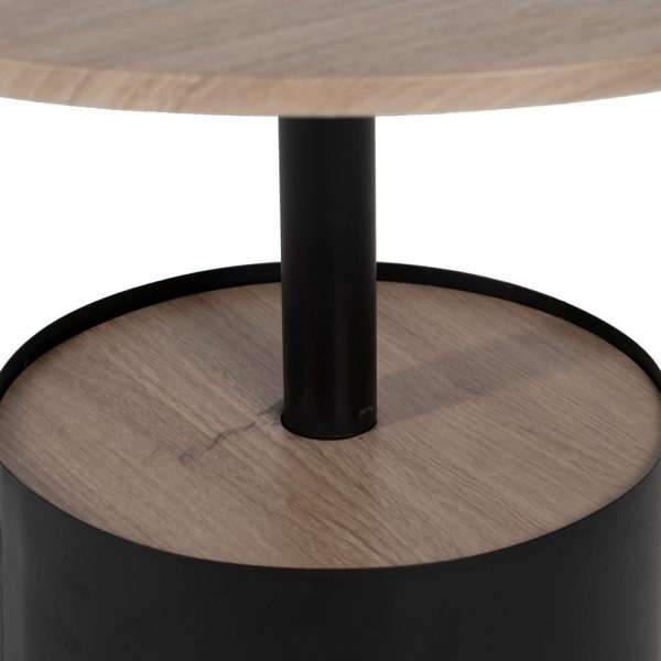 Mesa centro negro-natural dm-metal 65 x 65 x 37,50 cm