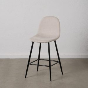 Taburete Crema Tejido-Metal Salón 46 X 48 X 96 Cm Taburete Crema Tejido-Metal Salón 46 X 48 X 96 Cm