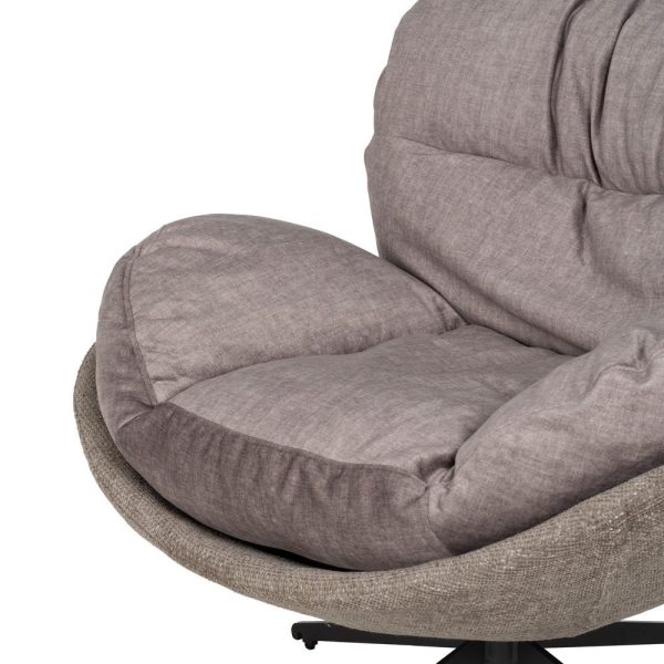 Sillón giratorio taupe tejido salón 95 x 108 x 82 cm