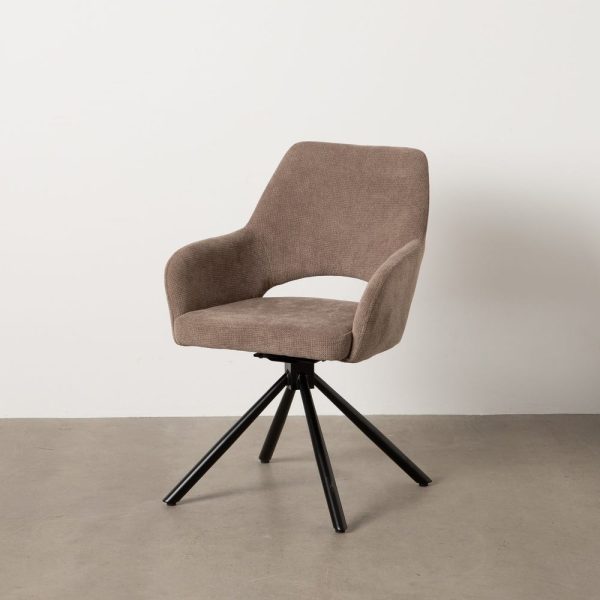 Silla taupe giratoria tejido-metal 59,50 x 62 x 83,50 cm
