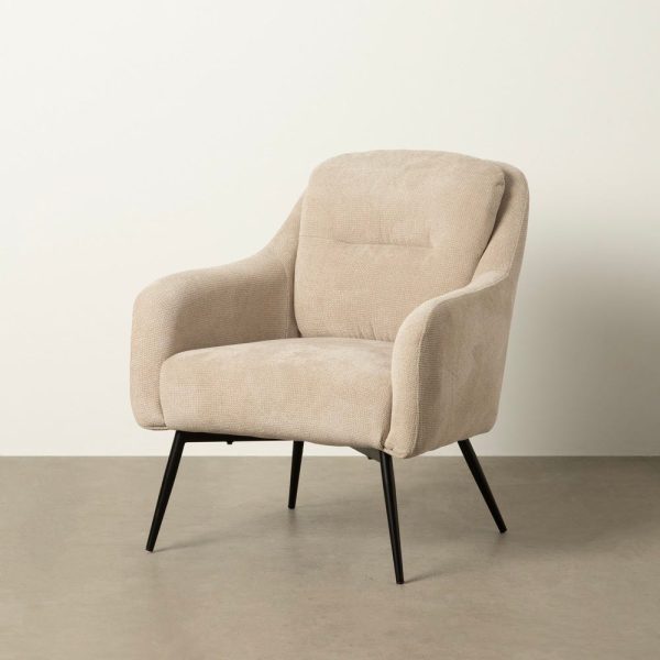Sillón beige tejido-metal 69 x 73 x 79 cm