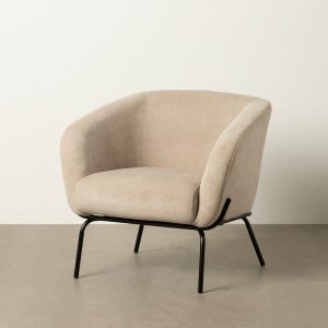 Sillón Beige Tejido-Metal 77 X 72 X 68 Cm Sillón Beige Tejido-Metal 77 X 72 X 68 Cm