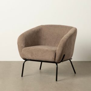 Sillón Taupe Tejido-Metal 77 X 72 X 68 Cm Sillón Taupe Tejido-Metal 77 X 72 X 68 Cm