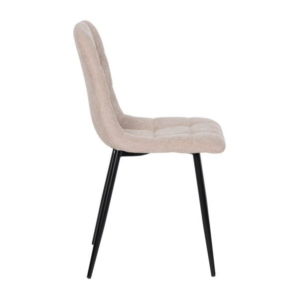 Silla beige tejido-metal contract 44 x 42 x 89 cm