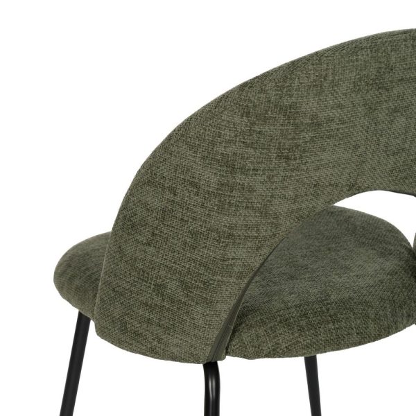 Silla verde tejido-metal contract 49 x 60 x 81 cm