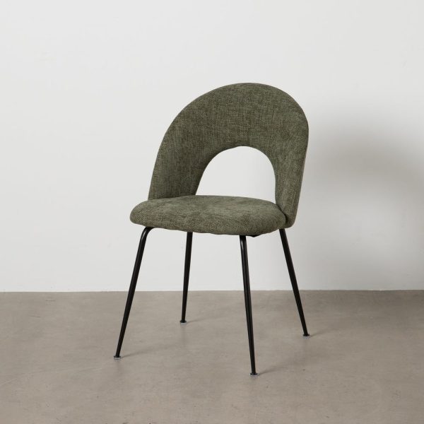 Silla verde tejido-metal contract 49 x 60 x 81 cm
