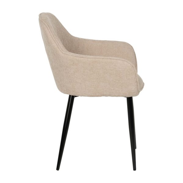 Silla beige tejido-metal contract 60 x 59 x 83 cm