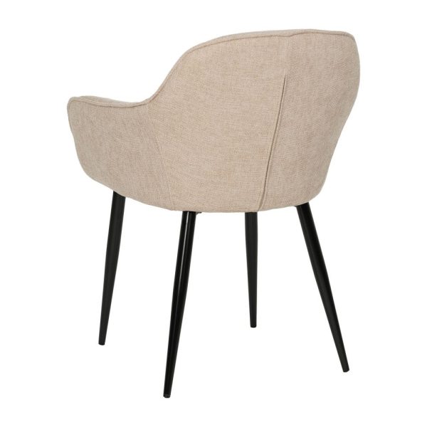 Silla beige tejido-metal contract 60 x 59 x 83 cm