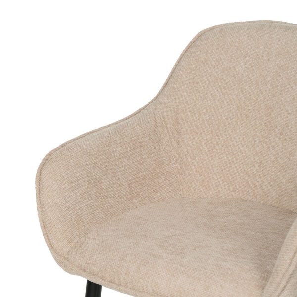 Silla beige tejido-metal contract 60 x 59 x 83 cm