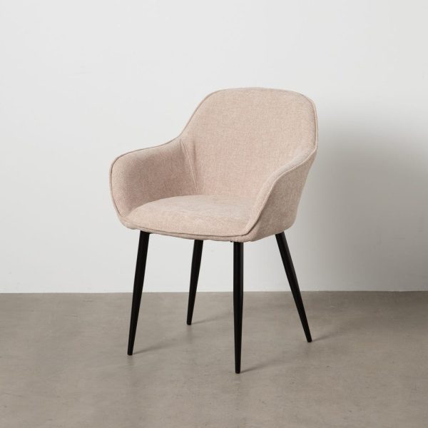 Silla beige tejido-metal contract 60 x 59 x 83 cm