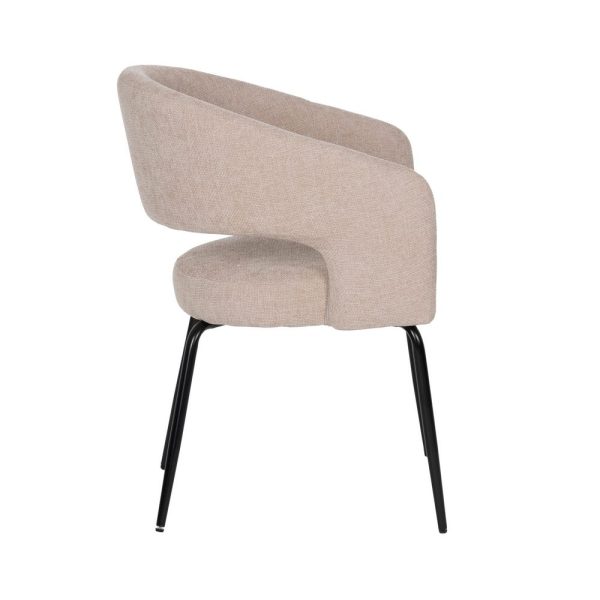 Silla beige tejido-metal contract 57 x 56 x 81 cm