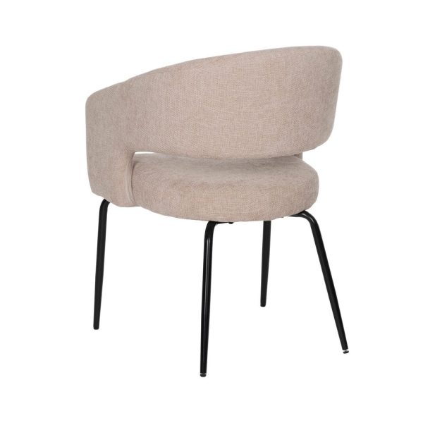 Silla beige tejido-metal contract 57 x 56 x 81 cm