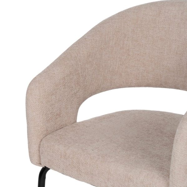 Silla beige tejido-metal contract 57 x 56 x 81 cm
