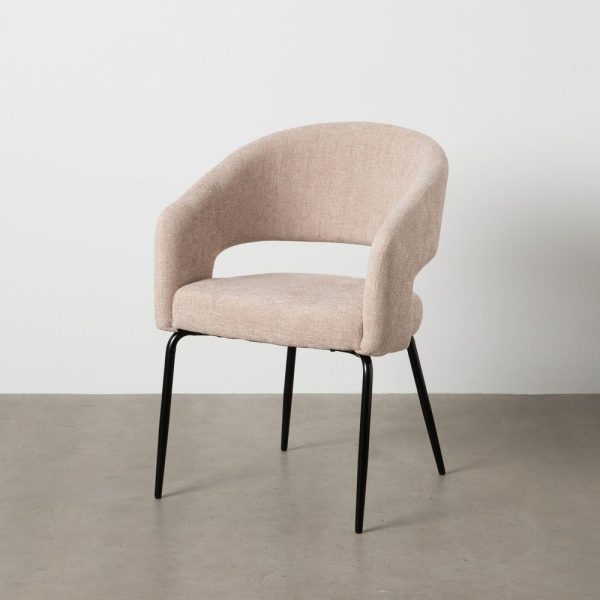 Silla beige tejido-metal contract 57 x 56 x 81 cm