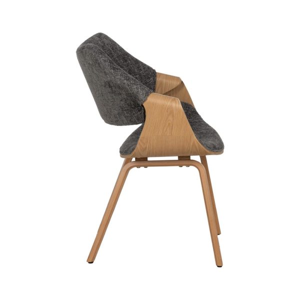 Silla gris-natural tejido-madera 61 x 56 x 82 cm