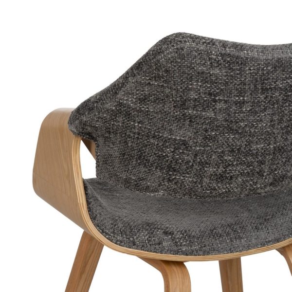 Silla gris-natural tejido-madera 61 x 56 x 82 cm