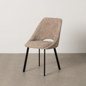 Silla Beige Tejido-Metal Salón 48 X 61 X 85 Cm Silla Beige Tejido-Metal Salón 48 X 61 X 85 Cm