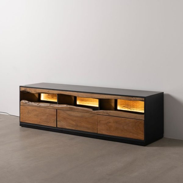 Mueble tv led madera-metal salón 180 x 42 x 50 cm