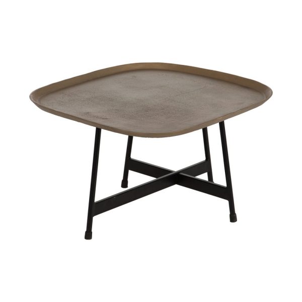Mesa centro oro-negro metal salón 61 x 61 x 37 cm