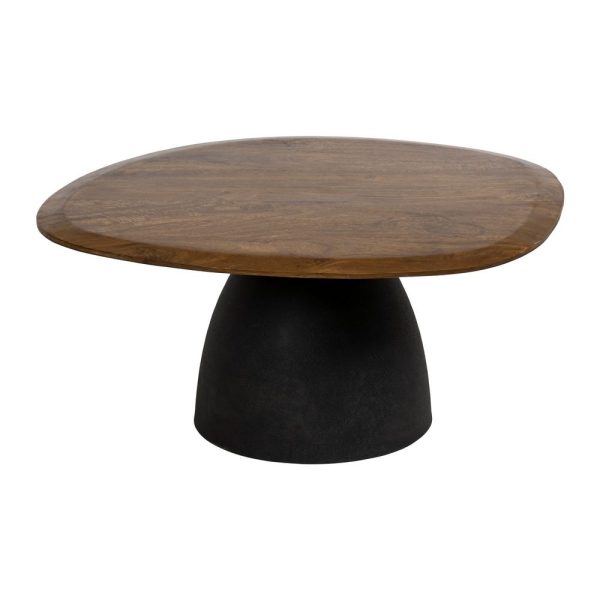 Mesa centro marrón madera-hierro salón 80 x 72 x 33 cm
