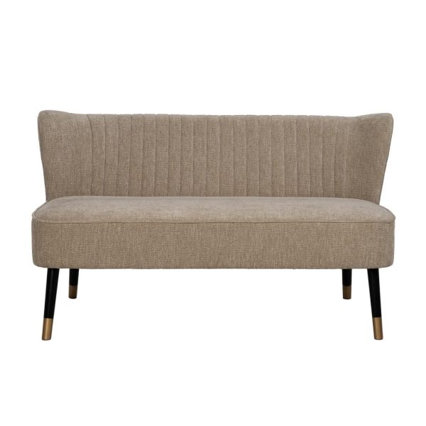 Sofá beige tejido-madera salón 134 x 70 x 74 cm