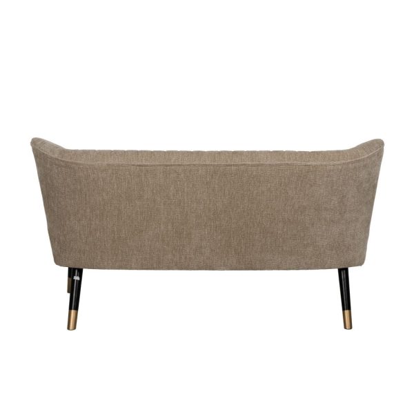Sofá beige tejido-madera salón 134 x 70 x 74 cm