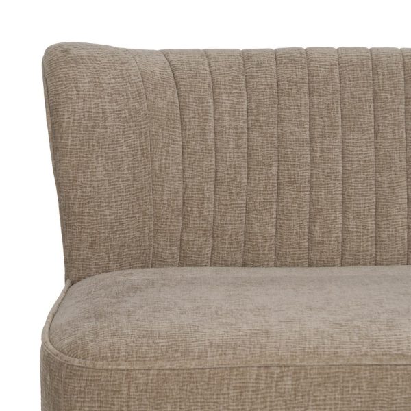 Sofá beige tejido-madera salón 134 x 70 x 74 cm