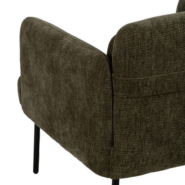 Sillón verde tejido-madera salón 72 x 72 x 73 cm