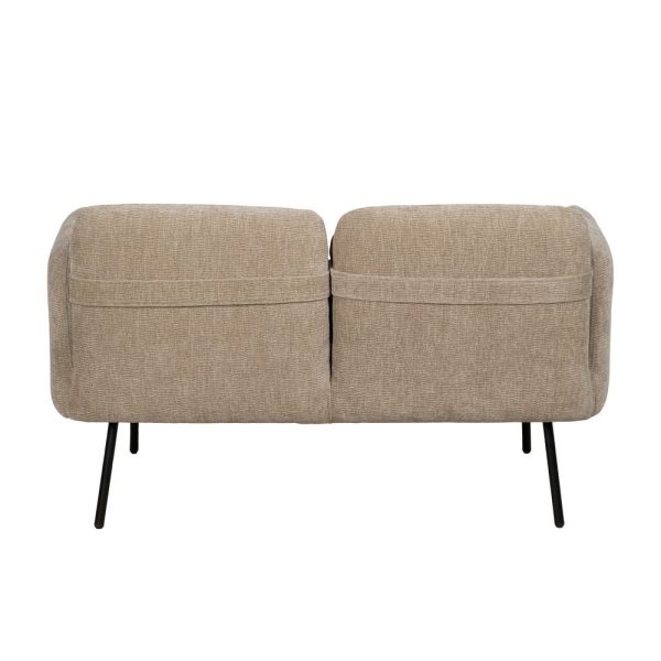 Sofá beige tejido-madera salón 127 x 72 x 73 cm