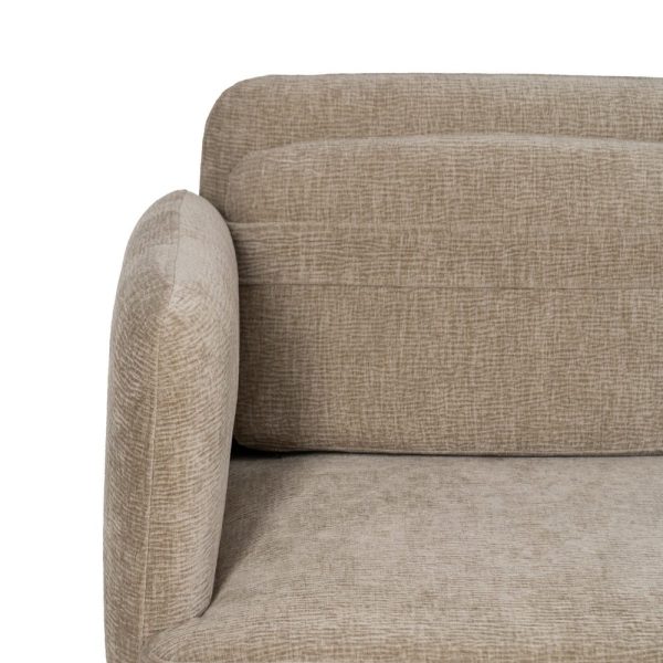 Sofá beige tejido-madera salón 127 x 72 x 73 cm