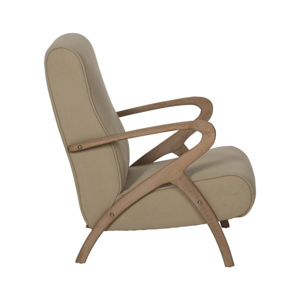 Sillón natural-beige tejido-madera 57 x 55 x 85 cm