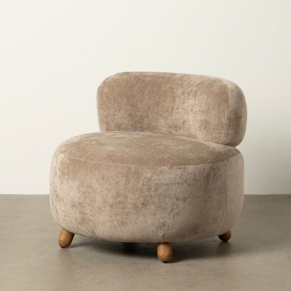 Sillón taupe madera de abedul salón 78 x 82 x 71 cm