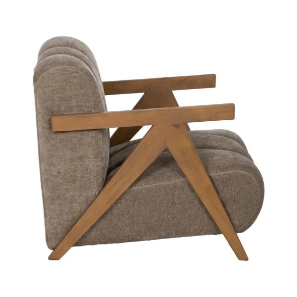 Sillón taupe madera de abedul salón 76,50 x 87 x 72,50 cm