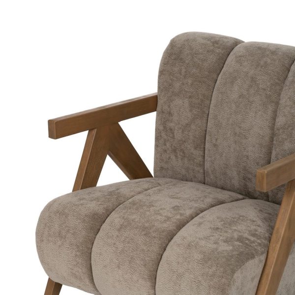 Sillón taupe madera de abedul salón 76,50 x 87 x 72,50 cm