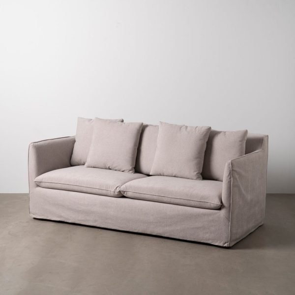 Sofá taupe tejido salón 197 x 91 x 78 cm