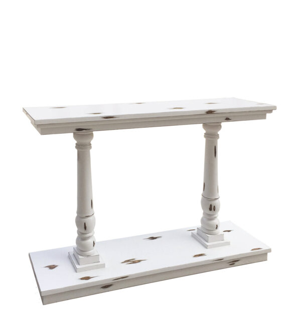 Consola decapada blanca columnas 120*30*80