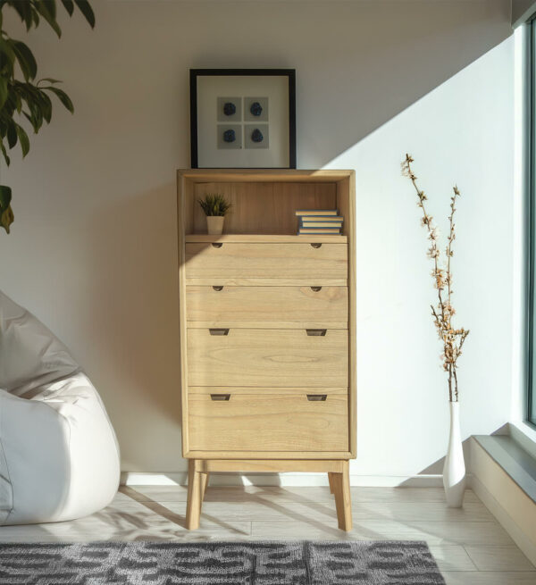 Comoda alta scandi 4 cajones 1 hueco 60*45*125